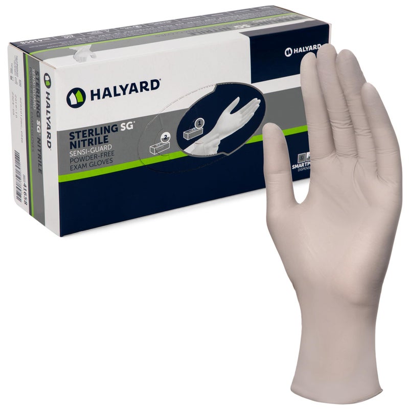 HALYARD Sterling SG Nitrile Powder-Free Exam Gloves, 3.7 mil, 9.5 Inches, Gray, Large, 41660 (Box of 250) - Image 1