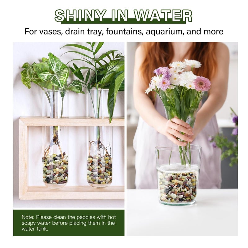 NUPICK 3 lbs Pebbles for Indoor Plants, 3/8 Inch Pea Gravel for Fish Tank, Polished Decorative Rocks for Succulent, Natural River Stones for Vases, Cactus, Landscaping, Bird Bath, Aquarium, Colorful - Image 5