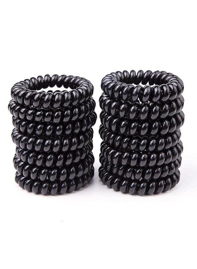 APSAMBRE-12 PCS ELASTIC Spiral Stretch Hair Bands - Rubber Band For Girls/Womens (Black) - Image 1