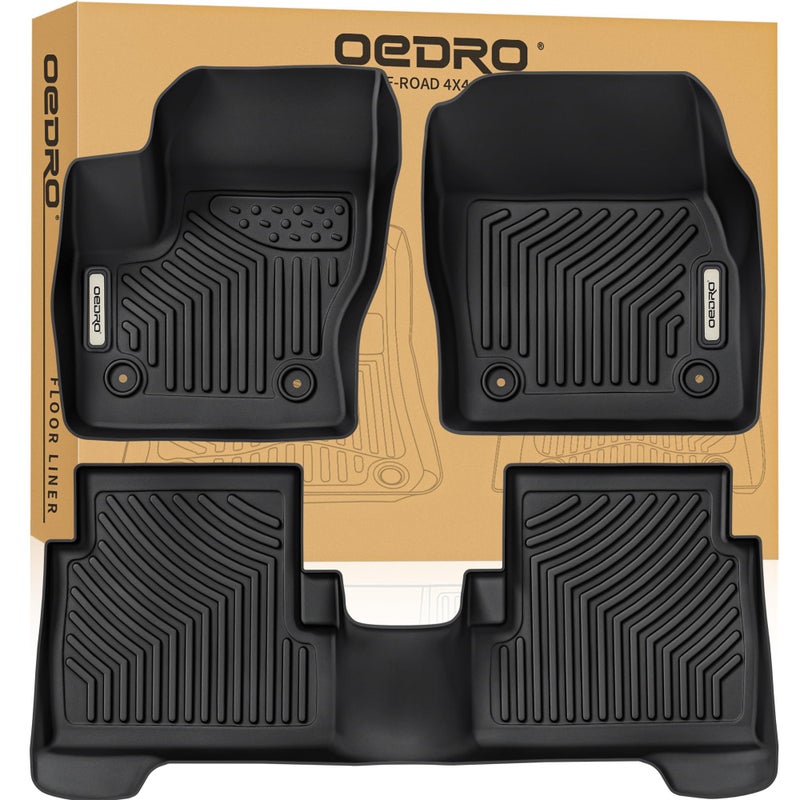 OEDRO Floor Mats Fit for 20132019 Ford Escape 20132018 Ford CMax TPE AllWeather Floor Mats Includes 1st and 2nd Row Full Set Liners