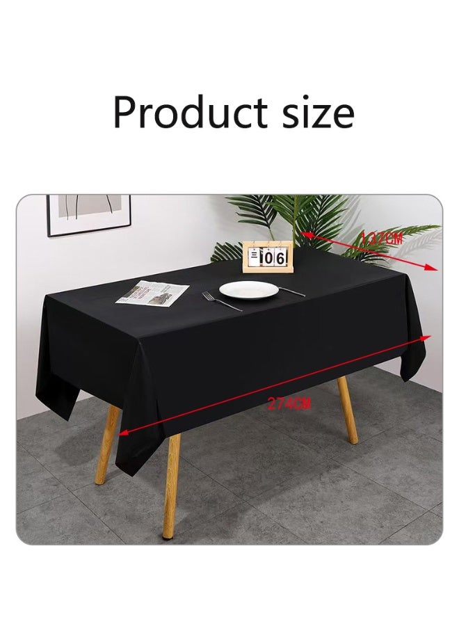 2 Pieces Black Plastic Tablecloths 54 x 108 Inch Disposable Tablecloths Rectangular Party Tablecloths - Image 3