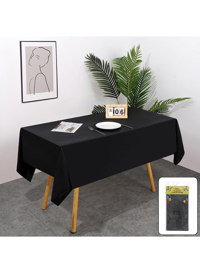 2 Pieces Black Plastic Tablecloths 54 x 108 Inch Disposable Tablecloths Rectangular Party Tablecloths - Image 2