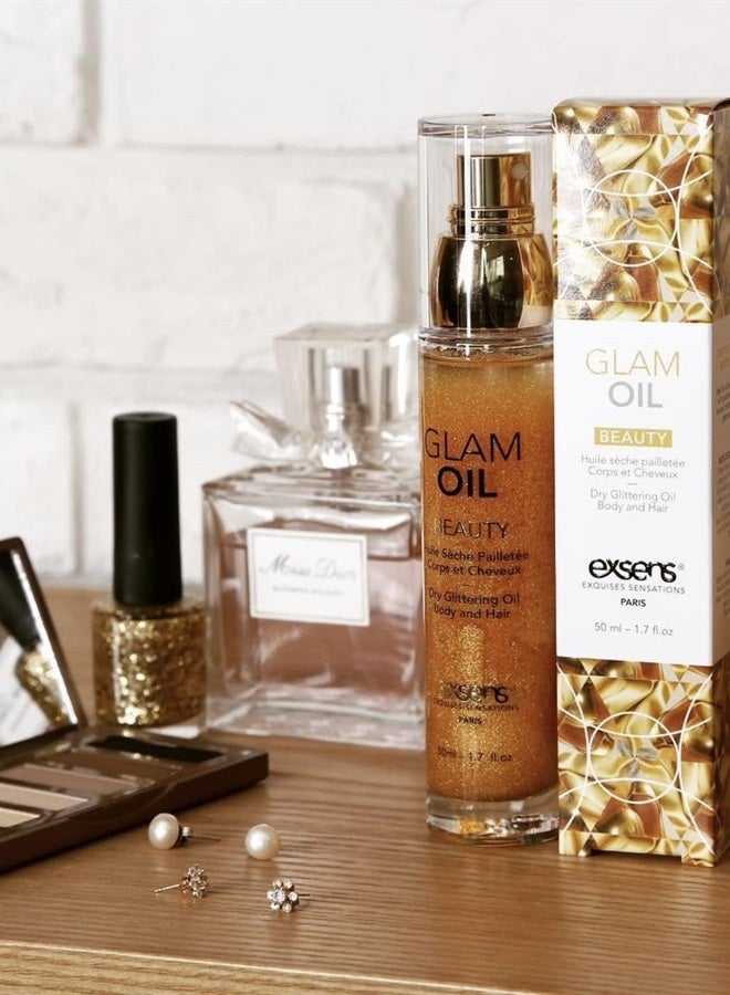Exsens Glam Oil, Gold Shimmer Body Luminizer, Hydrate Skin for an Illuminous Glow, Non-Sticky, Eco-Friendly, Vegan, and Cruelty-Free, 50ml (1.7 fl oz) 1 Count - Image 2