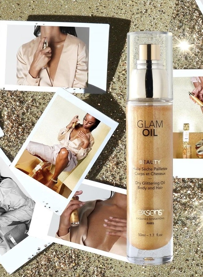 Exsens Glam Oil, Gold Shimmer Body Luminizer, Hydrate Skin for an Illuminous Glow, Non-Sticky, Eco-Friendly, Vegan, and Cruelty-Free, 50ml (1.7 fl oz) 1 Count - Image 4