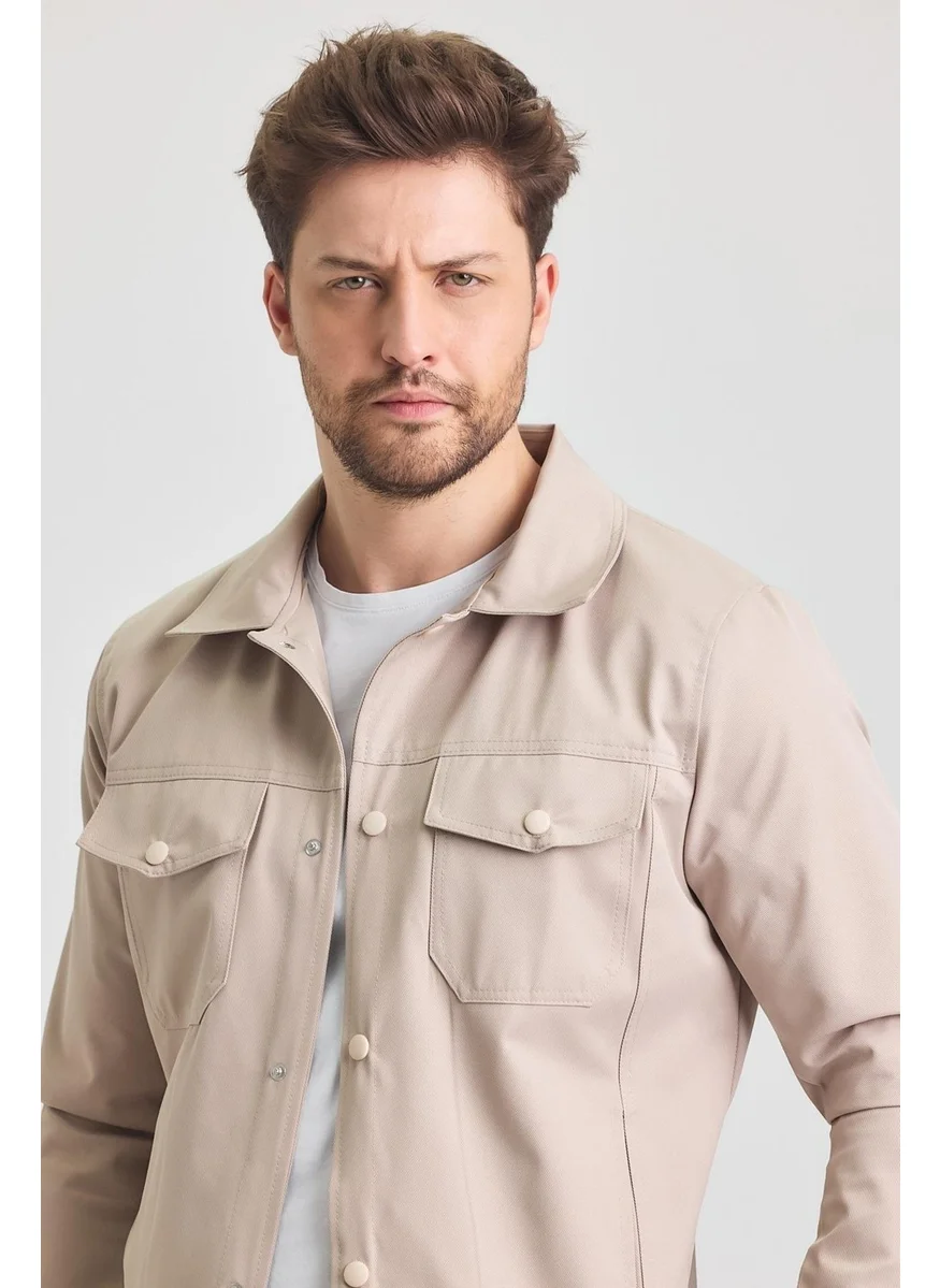 سيفيست Cream Men's Cotton Polyester Blend Water and Windproof Seasonal & Summer Coat