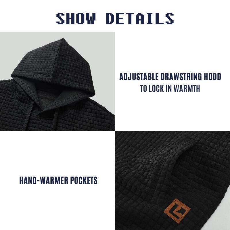 Qichic Mens Casual Pullover Hoodies Long Sleeve Hooded Sweatshirts Brown Orange XL - Image 5