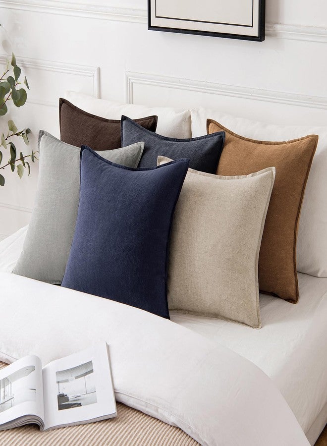 MIULEE Decorative Linen Pillow Covers 20x20 Inch Brown Boho Farmhouse Neutral Couch Throw Pillows for Bed Pack of 2 Accent Modern Pillowcase Sofa Livingroom Home Decor - Image 5