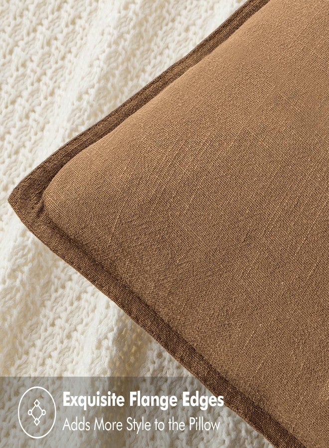MIULEE Decorative Linen Pillow Covers 20x20 Inch Brown Boho Farmhouse Neutral Couch Throw Pillows for Bed Pack of 2 Accent Modern Pillowcase Sofa Livingroom Home Decor - Image 2