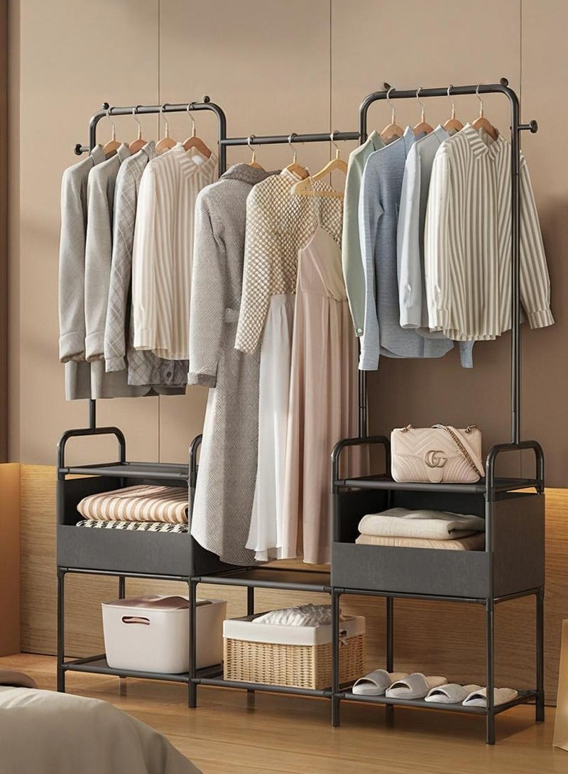 شو وو رف ملابس مع حقيبة تخزين، رف ملابس 3 في 1، أرفف غير منسوجة للأحذية، رف تخزين خزانة ملابس قائم بذاته لغرفة النوم وغرفة المعيشة والمدخل موفر للمساحة - Image 1
