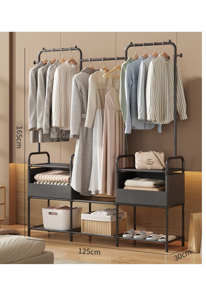 شو وو رف ملابس مع حقيبة تخزين، رف ملابس 3 في 1، أرفف غير منسوجة للأحذية، رف تخزين خزانة ملابس قائم بذاته لغرفة النوم وغرفة المعيشة والمدخل موفر للمساحة - Image 4