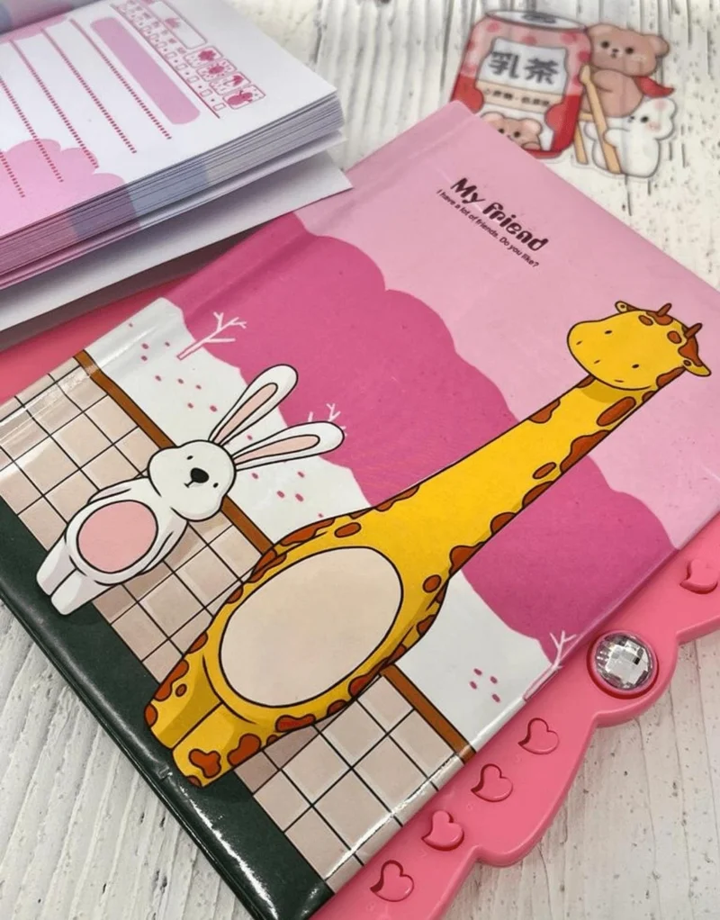 كاغيت جيمي دوكان Paper Ship Shop Cute Giraffe Patterned Encrypted Special Design Notebook / Notebook / Agenda / Bullet Journal