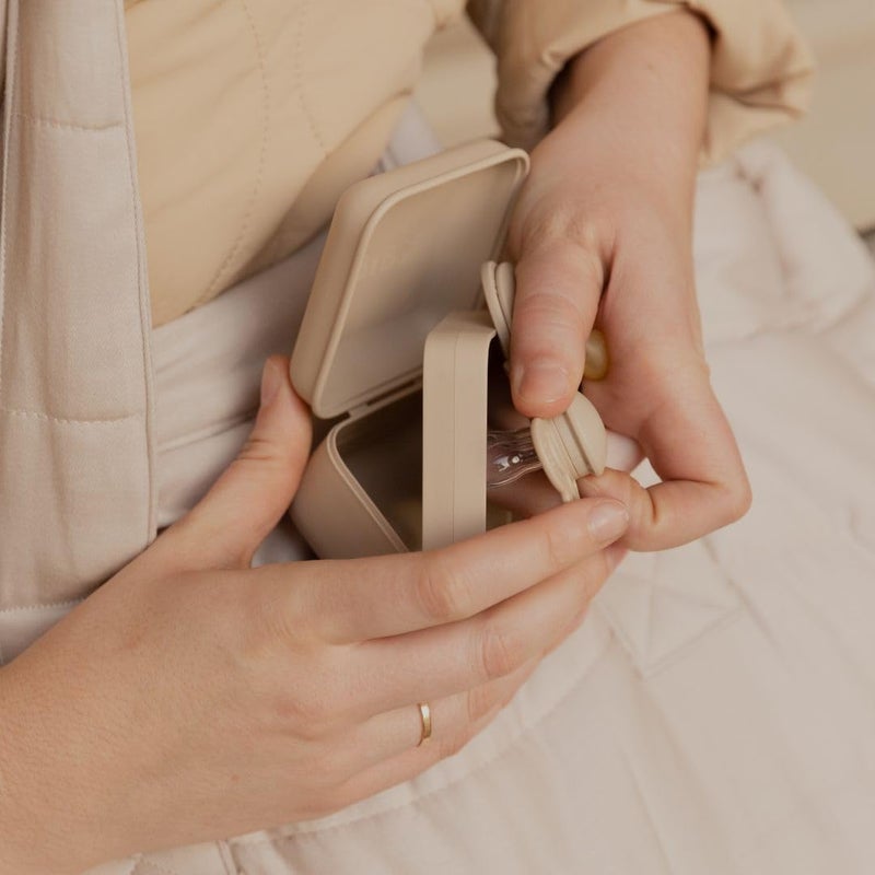 BIBS Pacifier Box with Loop for Storing & Carrying Soothers | 100% BPA Free Material | Designed & Made in Denmark | Dark Oak - Image 5