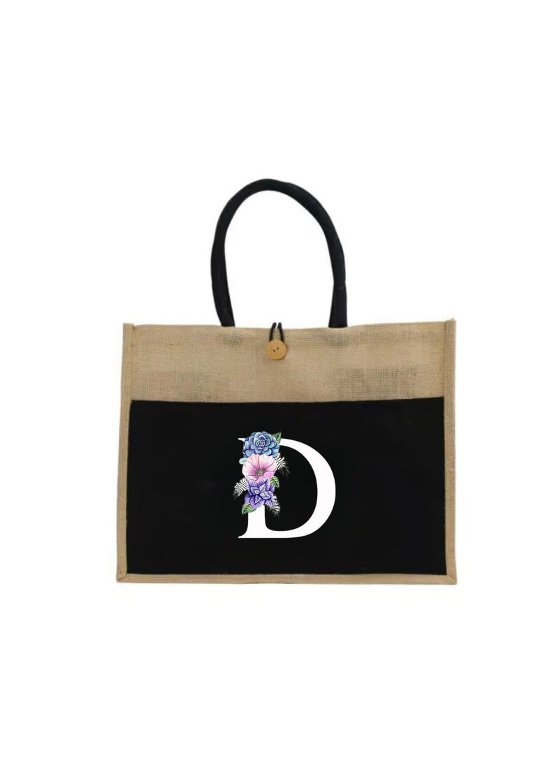 PRINTSHOP4ME Jute Bag Initial Letter Printed Design–Reusable,Durable Tote Bag For Gifting Or Everyday Use|Used For Festive Celebrations&Gifts For Special Person - Image 2