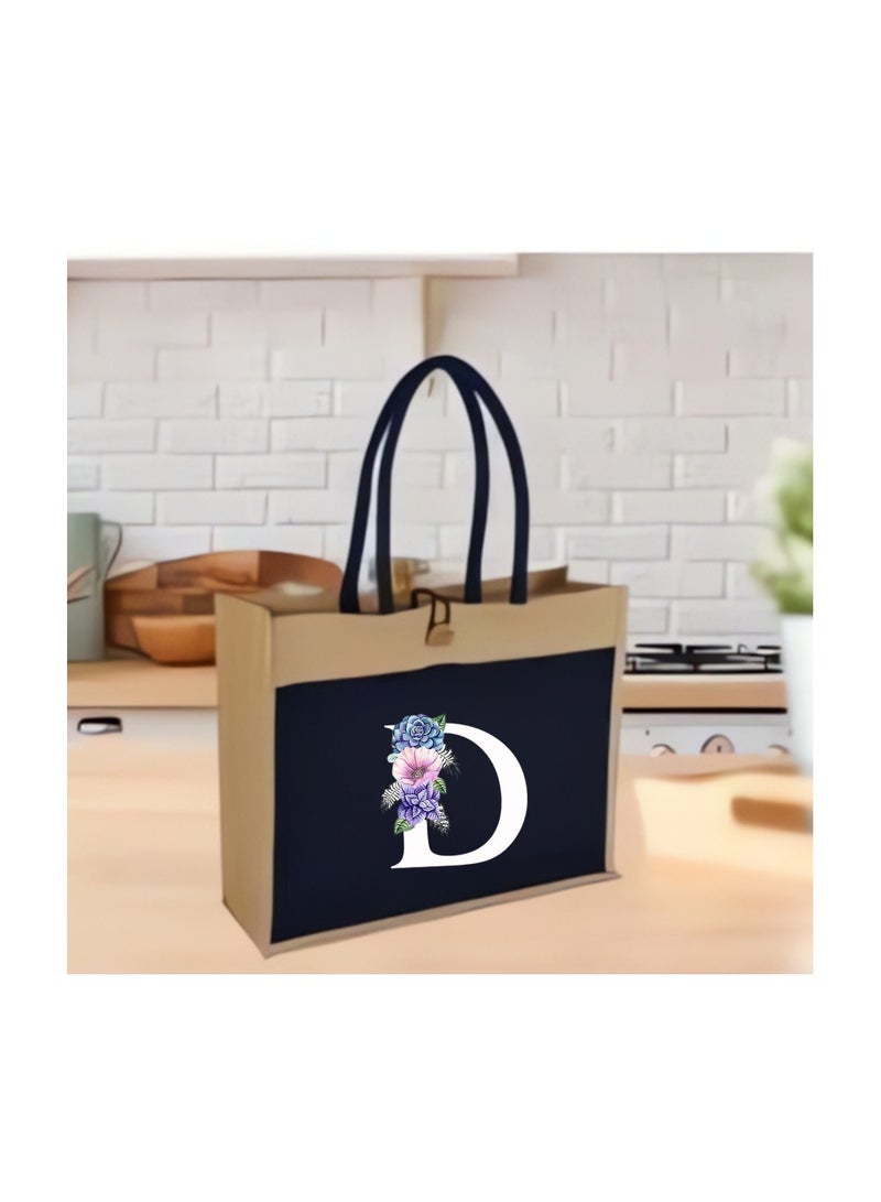 PRINTSHOP4ME Jute Bag Initial Letter Printed Design–Reusable,Durable Tote Bag For Gifting Or Everyday Use|Used For Festive Celebrations&Gifts For Special Person - Image 5