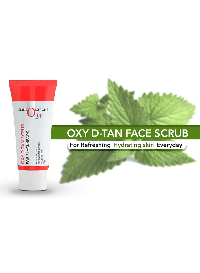 O3+ Oxy D-Tan Scrub 60g for Blackheads & Glowing Skin | Anti Acne, Blackhead Remover | Detan Scrub for TAN Removal (Pack of 2) - Image 2