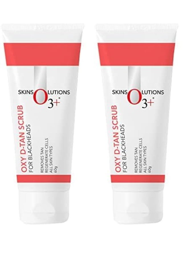 O3+ Oxy D-Tan Scrub 60g for Blackheads & Glowing Skin | Anti Acne, Blackhead Remover | Detan Scrub for TAN Removal (Pack of 2) - Image 1
