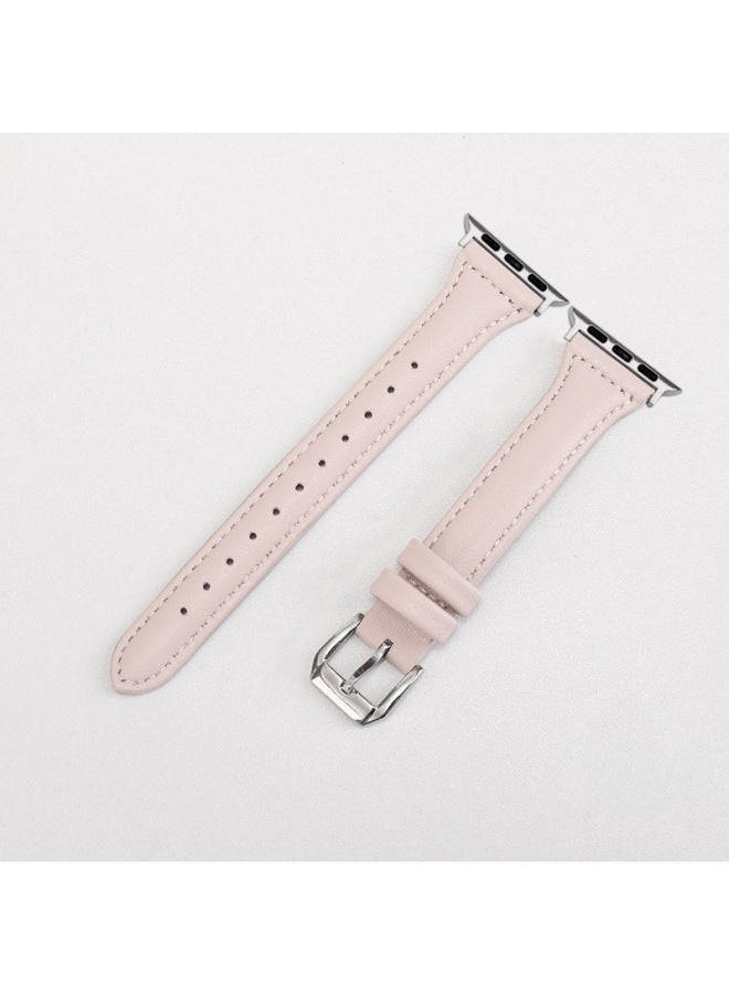 MSSM حزام مناسب لساعة آبل الذكية iWatch 4/5/6/7/8/ألترا، من الجلد الطبيعي عالي الجودة، تصميم نحيف وأنيق خاص بالرجال، مشبك خفيف الوزن - Image 1