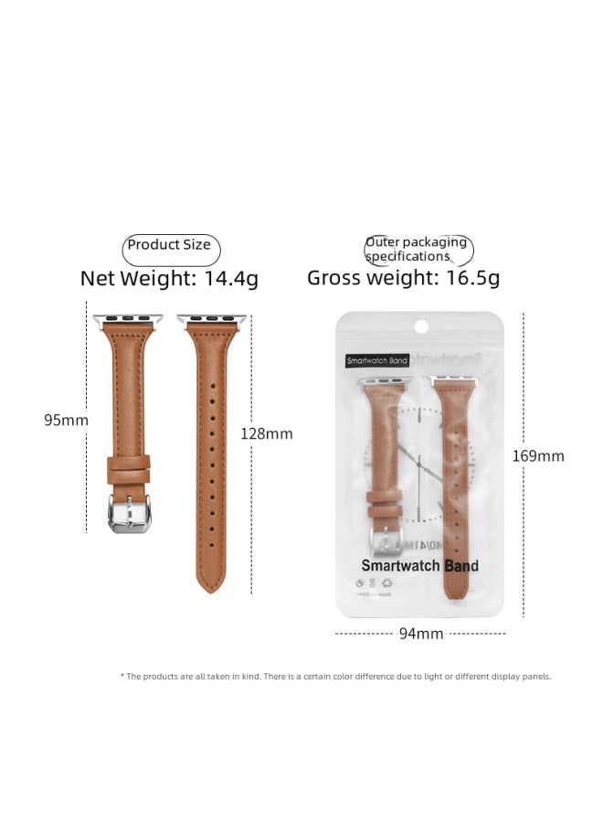 MSSM حزام مناسب لساعة آبل الذكية iWatch 4/5/6/7/8/ألترا، من الجلد الطبيعي عالي الجودة، تصميم نحيف وأنيق خاص بالرجال، مشبك خفيف الوزن - Image 4