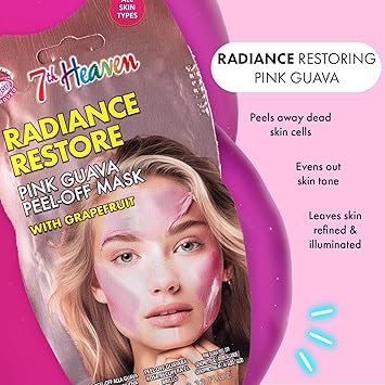 7th Heaven Pink Guava Peel Off Face Mask with Grapefruit Radiance Restore Cleansing and Vegan Peel Off Mask Genuine 7th Heaven Face Masks Skincare - Image 4