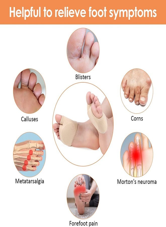 JEERZONE forefoot pads for pain relief hallux valgus support for bunion forefoot Sleeve pads, metatarsal pads for men and women with ball of foot cushion (1 pair) Beige - Image 2