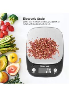 Generic Digital Kitchen Scales 1g/10kg , Electronic Kitchen Scales for baking & food , Multifunctional High Precision For Home Use Large LCD Screen , Stainless Steel Panel, Slim Body Small Household Gram Scale - black  - Image 4