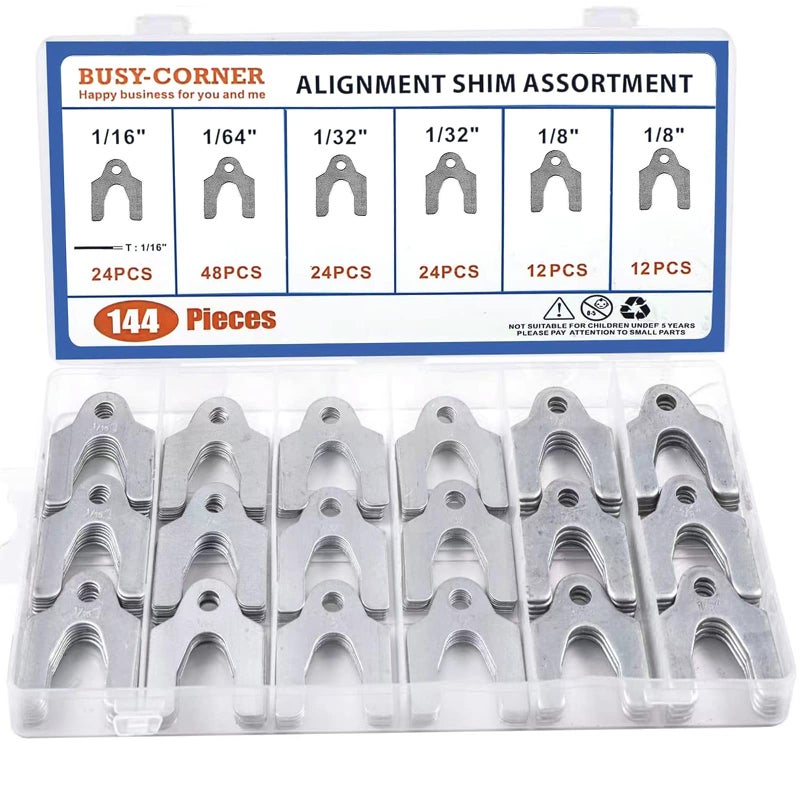 Auto Alignment Body Shims Assortment Kit 1/16" 1/64" 1/32" 1/8" (144 Pieces) BUSY-CORNER