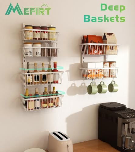 Mefirt Over The Door Pantry Organizer, Pantry Organization and Storage, 6-Tier Deep Baskets Hanging Heavy-Duty Metal, Wall Spice Rack Seasoning Shelves for Home & Kitchen, Laundry Room Bathroom, White - Image 4