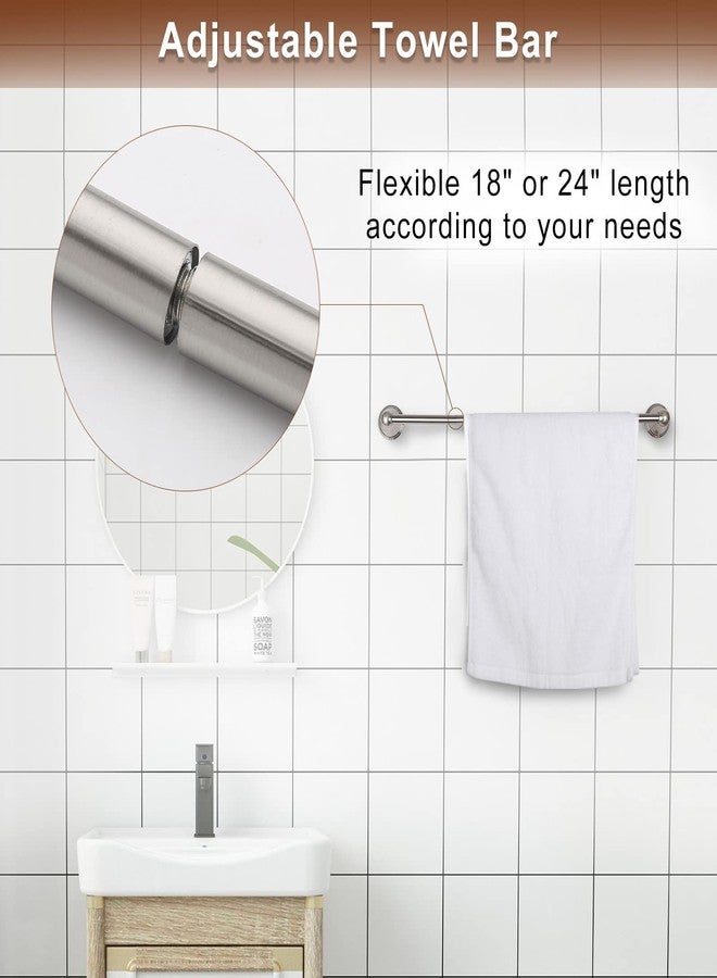 FILTA Brushed Nickel Bathroom Hardware Set - 4 Piece Towel Holder Set with 18 or 24 Inch Towel Bar - Image 5