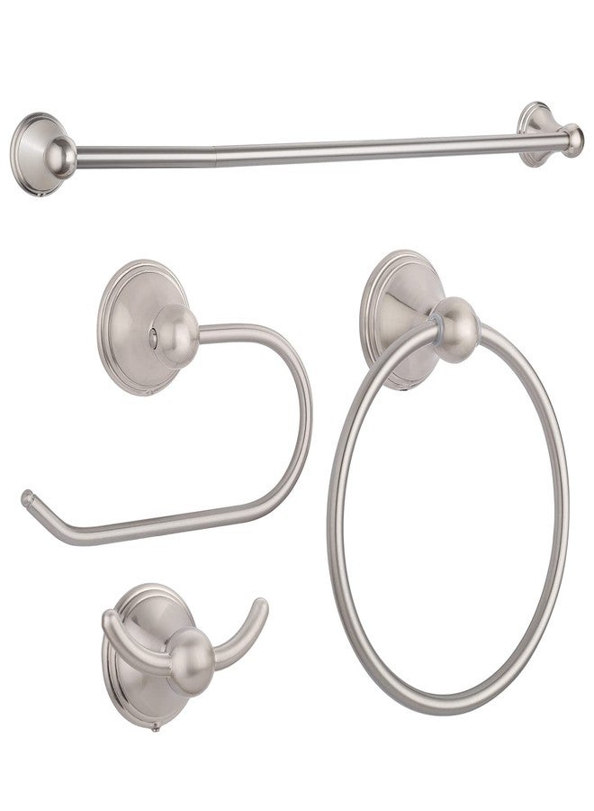 FILTA Brushed Nickel Bathroom Hardware Set - 4 Piece Towel Holder Set with 18 or 24 Inch Towel Bar - Image 1