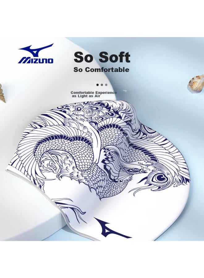 Mizuno Swimming Cap For Men And Women, Large Size For Long Hair, Non-binding, Waterproof, Ear-protecting Silicone Cap, Training Equipment, 1s11 Celadon - Image 1