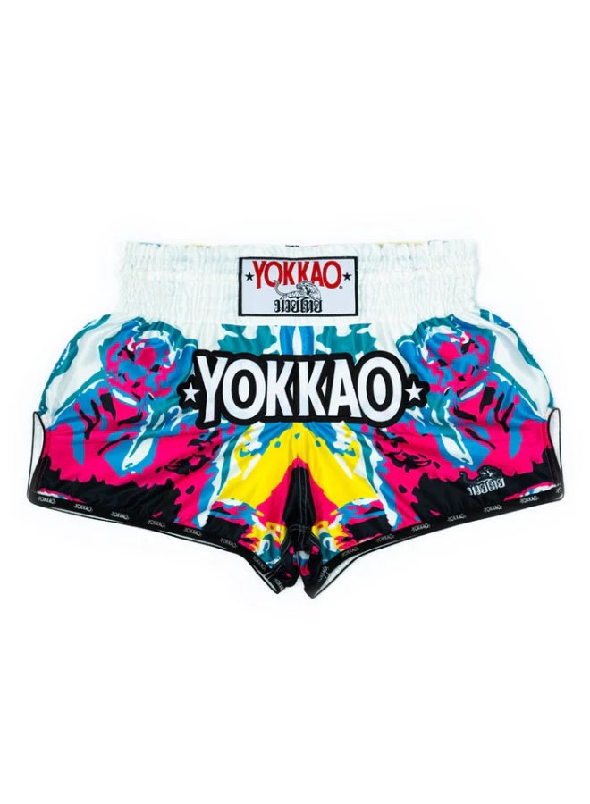 YOKKAO TIGER FAMILY MUAY THAI SHORTS WHITE - Image 1
