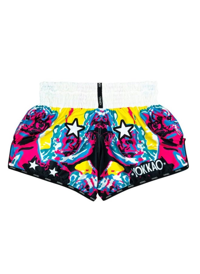 YOKKAO TIGER FAMILY MUAY THAI SHORTS WHITE - Image 2