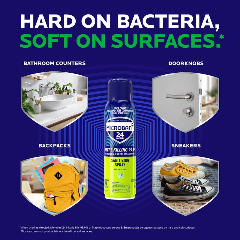 Microban 24 Hour Disinfectant Sanitizing Spray, Fresh Scent, 15oz - Image 4