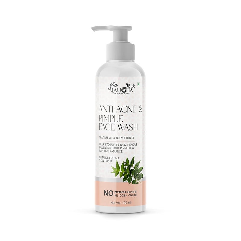 Laugha Laugha Anti Acne  Pimple face Wash for Oil Control Pimples Marks Removal and Glowing Skin for Bright Clear Skin with Tea Tree Oil  Neem  Aloe Vera Aloe Vera Pack of 1 100 ml  - Image 1