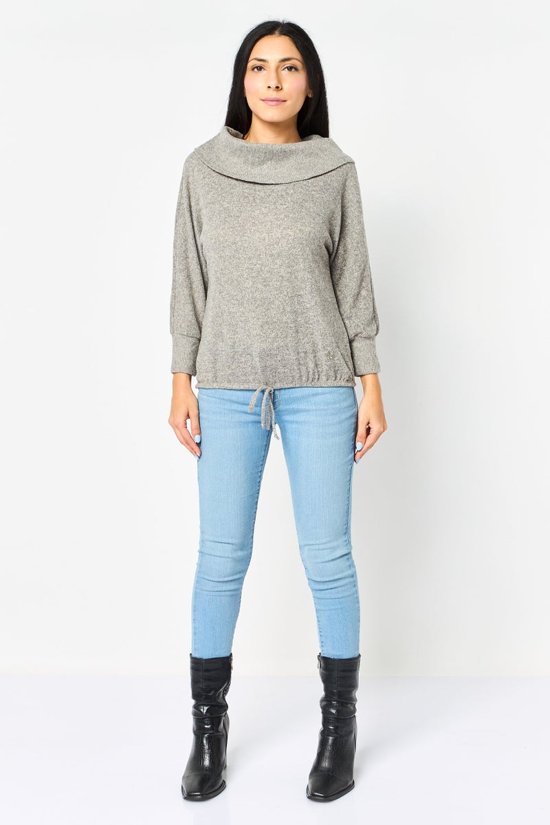 ADRIENNE VITTADINI Women Turtle Neck Heather Sweater, Drak Grey - Image 4