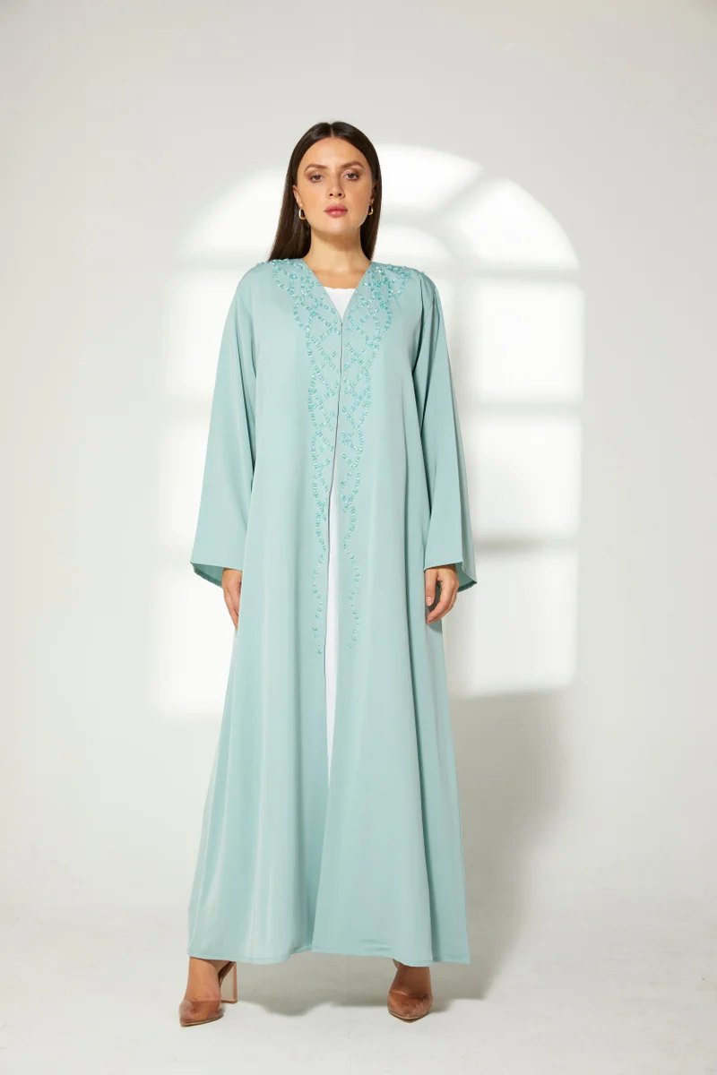 Moistreet Embroidered Flared Sleeve Abaya