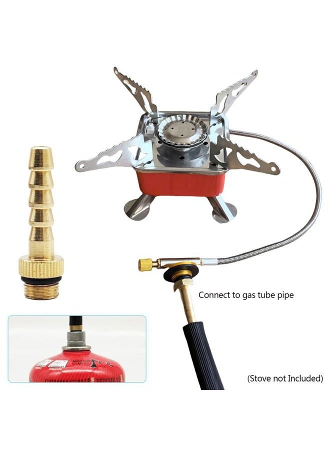 SquEqu Camping Stove Hose Adapter with Barb Fitting Connector for Gas Extension Braided Hose EN417 Lindal Valve Propane Butane Isobutane Canister Tank Portable Camping Stoves Backpacking Grill Stove - Image 4