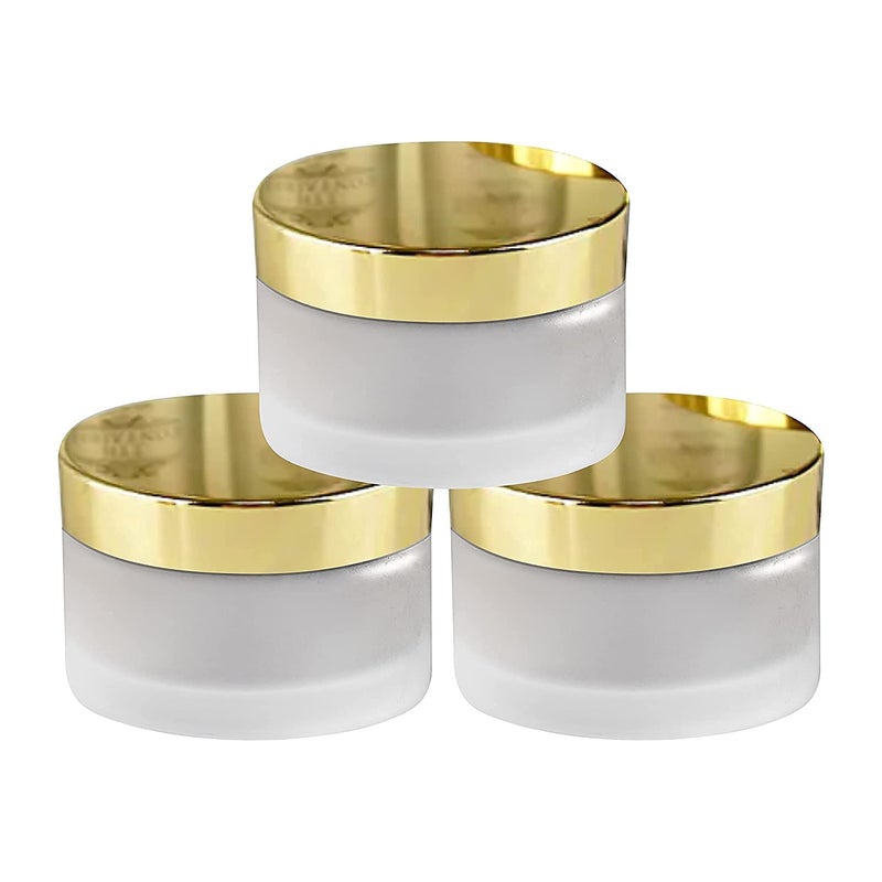 BH PLAST BH PLAST Set of 3 pc 50 Gram Frosted Empty Cosmetic Glass jar for DIY lipbalm bodybutter Creams lotions Facemask  - Image 1