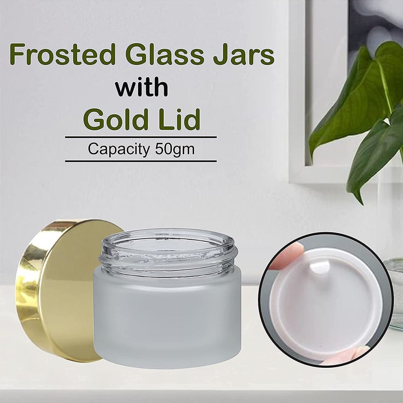 BH PLAST BH PLAST Set of 3 pc 50 Gram Frosted Empty Cosmetic Glass jar for DIY lipbalm bodybutter Creams lotions Facemask  - Image 2