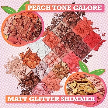 TINTARK Peach Please Eyeshadow Palette Makeup Metallic Shimmer Matte Eye Shadow Pallets for Women Peach Pink Brown Smoky Eye Makeup Long Lasting Talc Free - Image 3