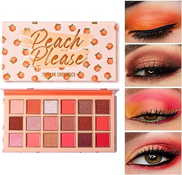 TINTARK Peach Please Eyeshadow Palette Makeup Metallic Shimmer Matte Eye Shadow Pallets for Women Peach Pink Brown Smoky Eye Makeup Long Lasting Talc Free - Image 1
