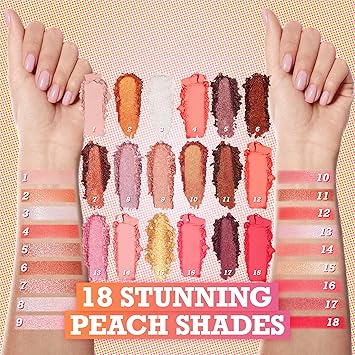 TINTARK Peach Please Eyeshadow Palette Makeup Metallic Shimmer Matte Eye Shadow Pallets for Women Peach Pink Brown Smoky Eye Makeup Long Lasting Talc Free - Image 4