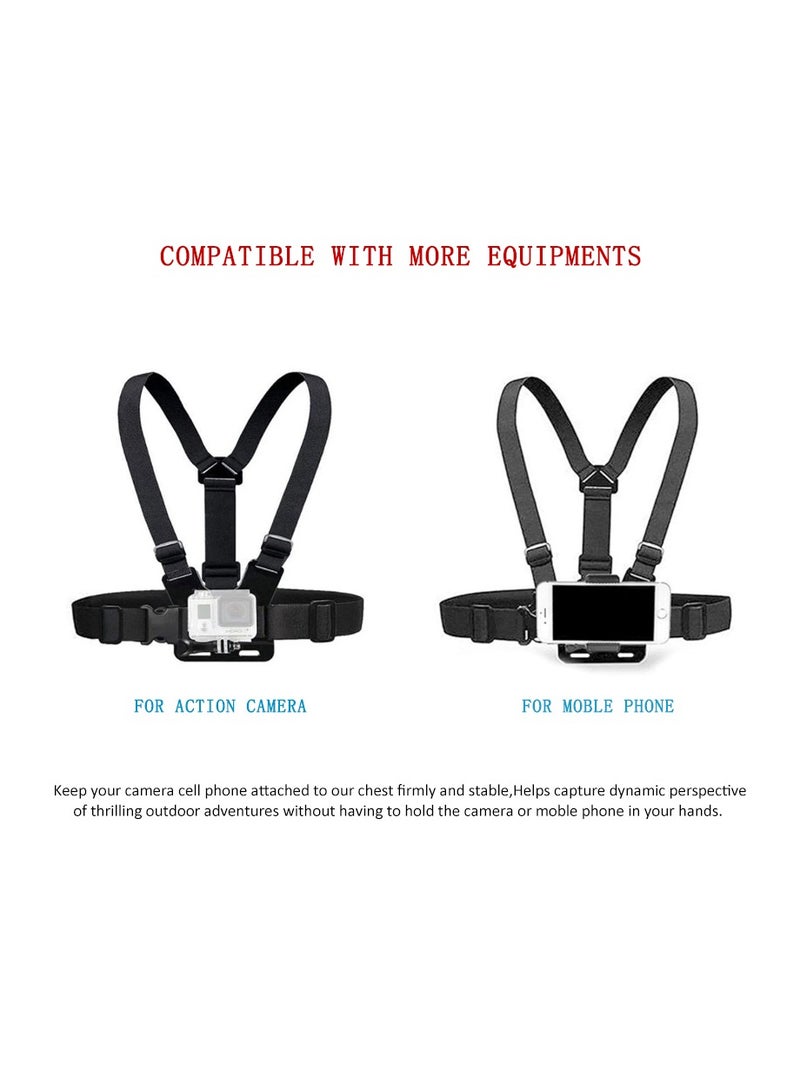 Camera Chest Mount Strap Harness Fit for AKASO DJI Osmo Adjustable Cell Phone with Sports Installation Bracket kit Mobile Bracket Backpack Clip Holder  - Image 2