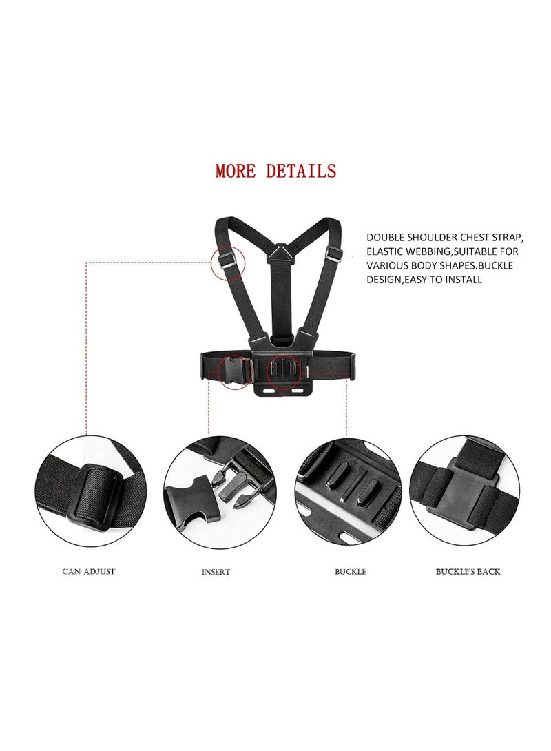 Camera Chest Mount Strap Harness Fit for AKASO DJI Osmo Adjustable Cell Phone with Sports Installation Bracket kit Mobile Bracket Backpack Clip Holder  - Image 5