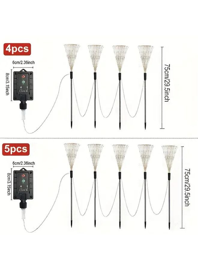 400 مصباح LED، 5 قطع، أضواء عرض الألعاب النارية الشمسية على شكل نجمة، أضواء المناظر الطبيعية للحدائق الخارجية والساحات، ديكور ذكي مع مستشعر ضوئي و8 أوضاع إضاءة - Image 3
