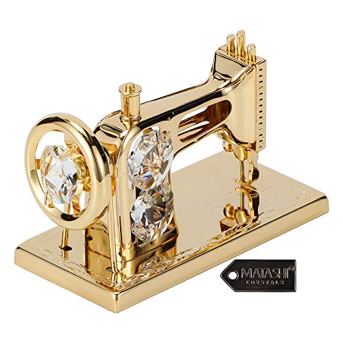 Matashi Valentine's Day Gift for Women, Mom - 24K Gold Plated Crystal Studded Sewing Machine Ornament - Elegant Tabletop Showpiece for Home Décor for Friends, Family, Daughter, Grandma - Image 5