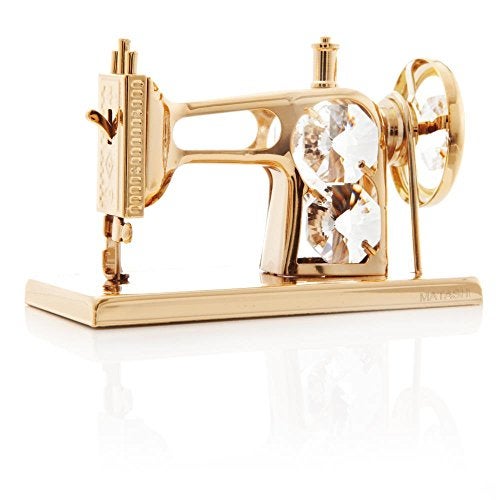 Matashi Valentine's Day Gift for Women, Mom - 24K Gold Plated Crystal Studded Sewing Machine Ornament - Elegant Tabletop Showpiece for Home Décor for Friends, Family, Daughter, Grandma - Image 4