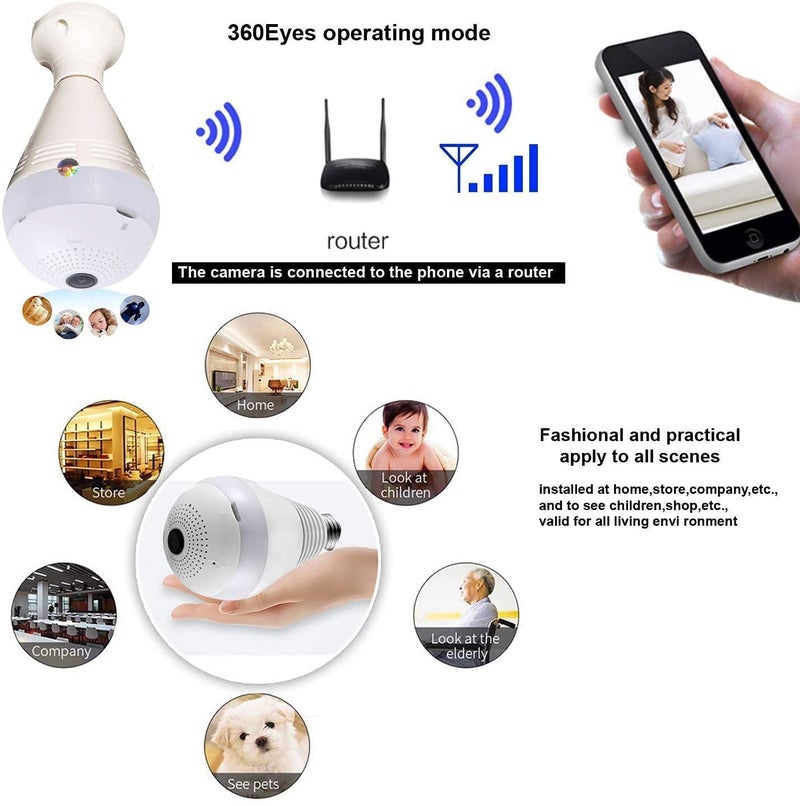 Paroxysm Paroxysm WiFi Full Ultra HD 1080P CCTV Smart Security IP Hidden Camera Led Bulb with Holder Light Vision Spy Indoor Wireless Camera Bulb Camera  - Image 3