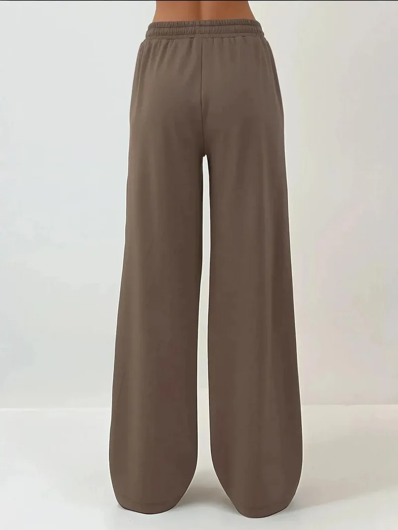 HICCUP Chestnut Brown Soft Modal Touch Wide Leg Sweatpants for Women | Best Price UAE