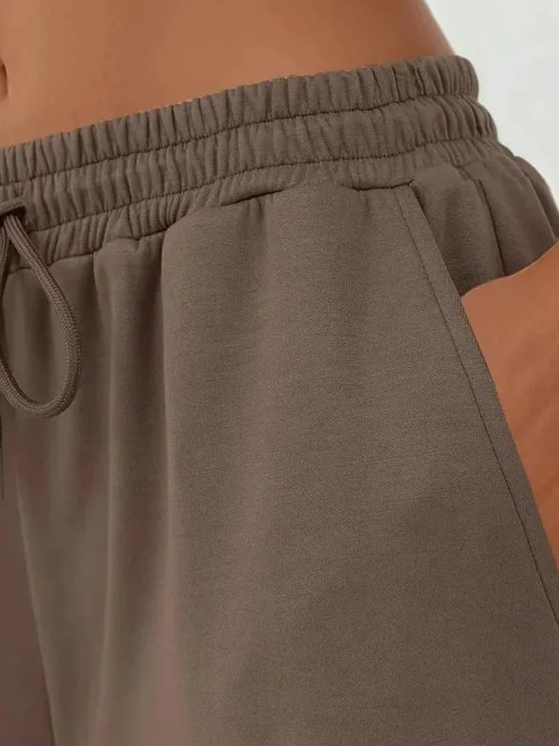 HICCUP Chestnut Brown Soft Modal Touch Wide Leg Sweatpants for Women | Best Price UAE